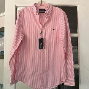 NWT Vineyard Vines Slim Fit Tucker Shirt Tilloo Cay Stripe in Bahama Breeze